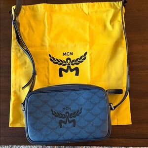 MCM Blue Belt Bag with Black Accents